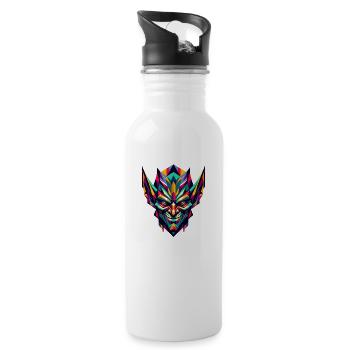 Polygonaler Dunkelelf: Mystische Fantasy-Kunst - Trinkflasche mit integriertem Trinkhalm - Weiß - Rechts