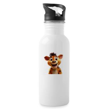 Fröhlicher Begleiter mit strahlenden Augen - Trinkflasche mit integriertem Trinkhalm - Weiß - Rechts