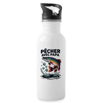 Pêcher avec papa, c'est le top. Brochet bondissant - Trinkflasche mit integriertem Trinkhalm - Weiß - Rechts
