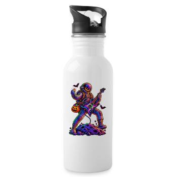 KOSMISCHER ROCKER | Trick oder Riff - Trinkflasche mit integriertem Trinkhalm - Weiß - Rechts