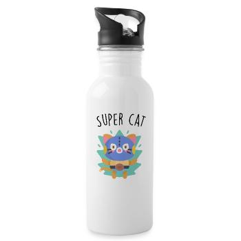 Mietze, Katze, Kätzchen, Kindergeschenk, Cat - Trinkflasche mit integriertem Trinkhalm - Weiß - Rechts