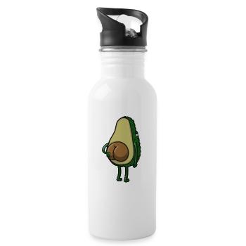 Avocado Funny Butt - Water bottle with straw - white - Right