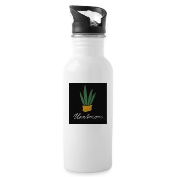 Pflanzendesign - Trinkflasche mit integriertem Trinkhalm - Weiß - Rechts