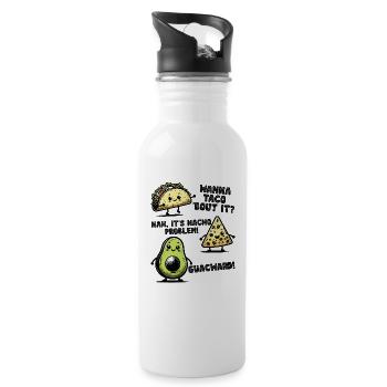 Lustiger Spruch Taco Nacho Avocado Humor Witzig - Trinkflasche mit integriertem Trinkhalm - Weiß - Rechts