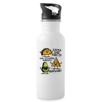 Lustiger Spruch Taco Nacho Avocado Humor Witzig - Trinkflasche mit integriertem Trinkhalm - Weiß - Rechts