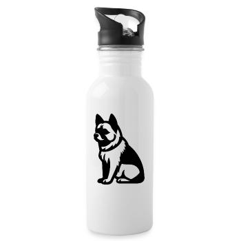Akita Inu Dog Icon - Water bottle with straw - white - Right