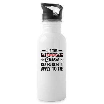 Family Kids Siblings Funny Gift Idea - Water bottle with straw - white - Right