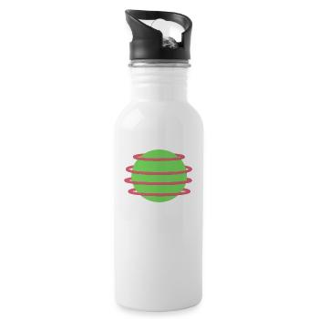 Stilvolles Orb-Design - Trinkflasche mit integriertem Trinkhalm - Weiß - Rechts