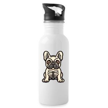 Buldog Français Chien Halloween Drôle - Gourde avec paille intégrée - blanc - Droite