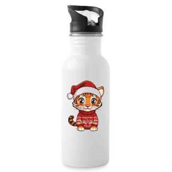Bande dessinée de Noël Tigre - Gourde avec paille intégrée - blanc - Droite