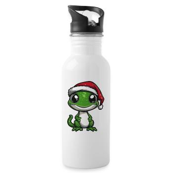 Lézard Noël Mignon - Gourde avec paille intégrée - blanc - Droite