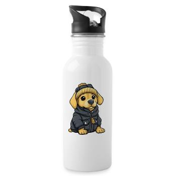 Labrador Hund Stylisch - Trinkflasche mit integriertem Trinkhalm - Weiß - Rechts