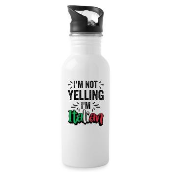 Italian Italy Funny Saying Gift Idea - Water bottle with straw - white - Right