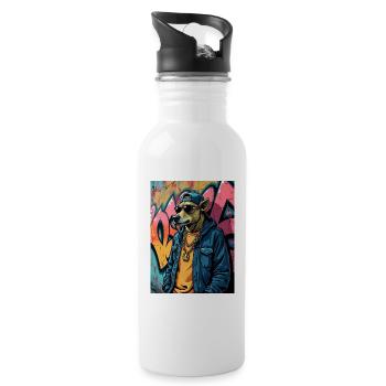 Graffiti Dog Streetwear - Water bottle with straw - white - Right
