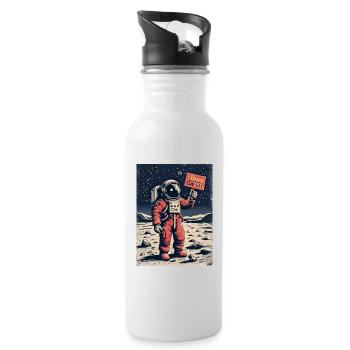 Astronaute avec message - Gourde avec paille intégrée - blanc - Droite