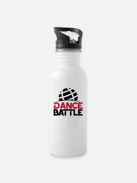 World Dance Battle - Dance Shirt - Trinkflasche mit integriertem Trinkhalm - Weiß