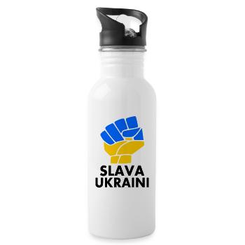 Ukraine - Trinkflasche mit integriertem Trinkhalm - Weiß - Rechts