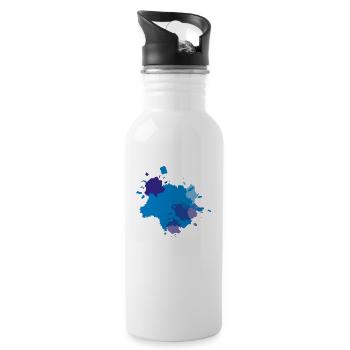Splashes of color blue - Water bottle with straw - white - Right