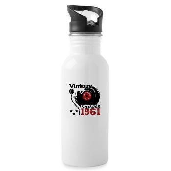 Octobre Né en 1961 61ème anniversaire Cadeau - Gourde avec paille intégrée - blanc - Droite