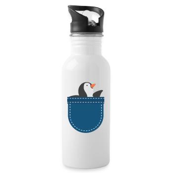 Tierliebhaber Zootier Geschenk Brusttasche Pinguin - Trinkflasche mit integriertem Trinkhalm - Weiß - Rechts