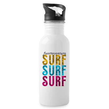 SURF Fuerteventura - Trinkflasche mit integriertem Trinkhalm - Weiß - Rechts
