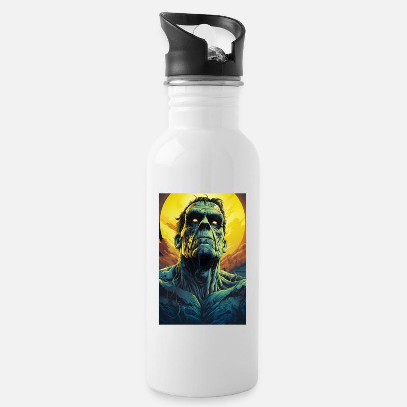 Monster - Trinkflasche mit integriertem Trinkhalm - Weiß