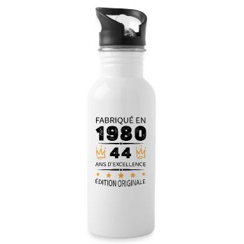 Fabriqué En 1980 Né En 1980 44 Ans Anniversaire - Gourde avec paille intégrée - blanc - Droite
