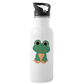 Süßer Frosch - Trinkflasche mit integriertem Trinkhalm - Weiß - Rechts