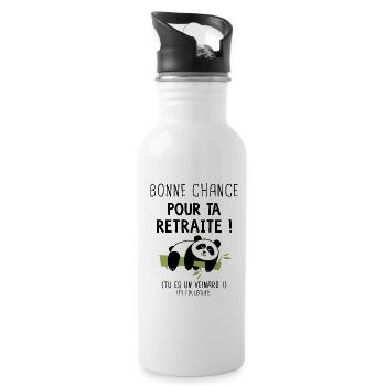 Retraite départ retraite cadeau retraité veinard - Gourde avec paille intégrée - blanc - Droite