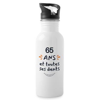 65th Anniversary Humor Gift 65th Birthday - Water bottle with straw - white - Right