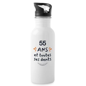55 years of humor gift 55 years anniversary - Water bottle with straw - white - Right