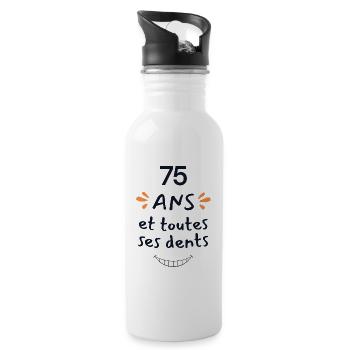 75 Years Humor Gift 75 Years Anniversary - Water bottle with straw - white - Right
