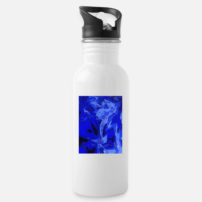 Abstraction bleue - Gourde avec paille intégrée - blanc