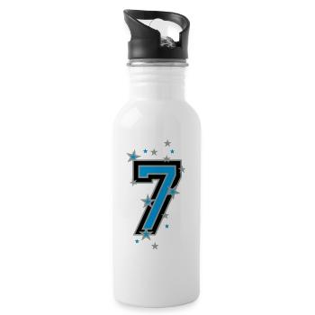 The number seven 7 with stars - Water bottle with straw - white - Right