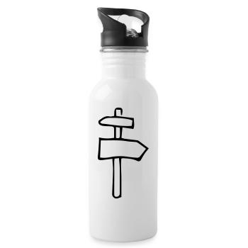 Wegschild,hölzern,Wegschild,Anleitung,Straße - Trinkflasche mit integriertem Trinkhalm - Weiß - Rechts