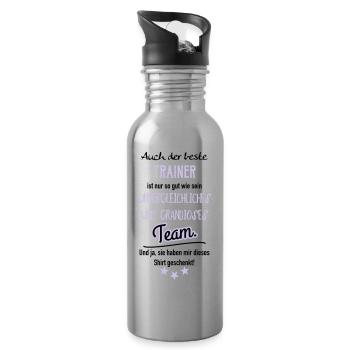 Bester Trainer Shirt - Trinkflasche mit integriertem Trinkhalm - Lightsilver - Rechts