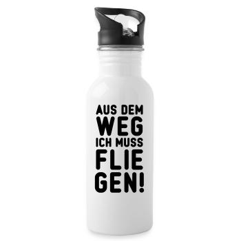 fliegen pilot - Trinkflasche mit integriertem Trinkhalm - Weiß - Rechts