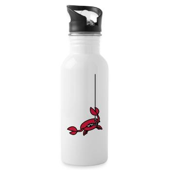 Lustige Krabbe schneidet Angelschnur mit Klaue - Trinkflasche mit integriertem Trinkhalm - Weiß - Rechts