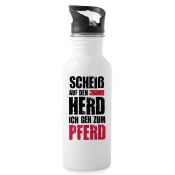 Ich geh zum Pferd - Trinkflasche mit integriertem Trinkhalm - Weiß - Rechts