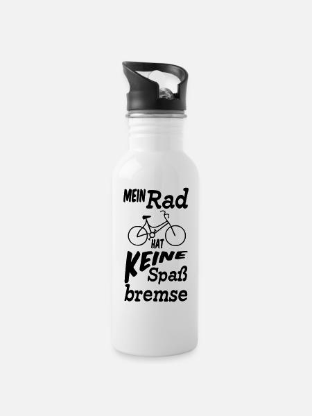 Rad ohne Spaßbremse Fahrrad Radfahrer Geschenk - Trinkflasche mit integriertem Trinkhalm - Weiß