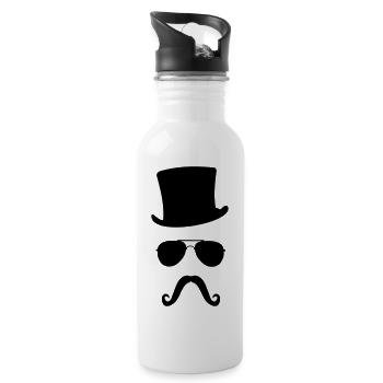 cylinder walrus - Water bottle with straw - white - Right