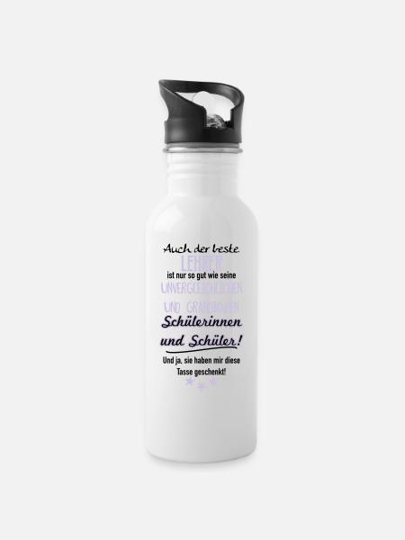 Bester Lehrer Tasse - Trinkflasche mit integriertem Trinkhalm - Weiß