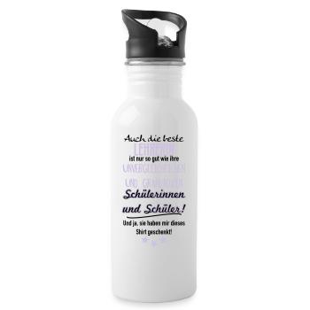 Beste Lehrerin Shirt - Trinkflasche mit integriertem Trinkhalm - Weiß - Rechts