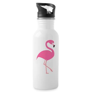 Flamingo - Trinkflasche mit integriertem Trinkhalm - Weiß - Rechts