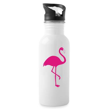 Flamingo pink Sommer Sonne Strand - Trinkflasche mit integriertem Trinkhalm - Weiß - Rechts