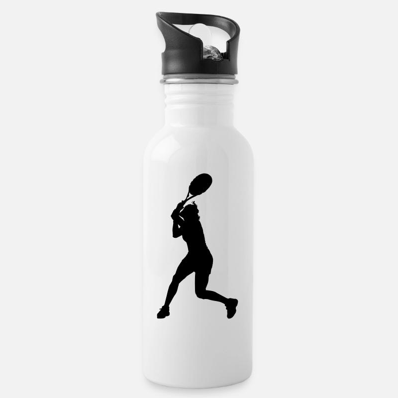 Frau Tennis - Trinkflasche mit integriertem Trinkhalm - Weiß