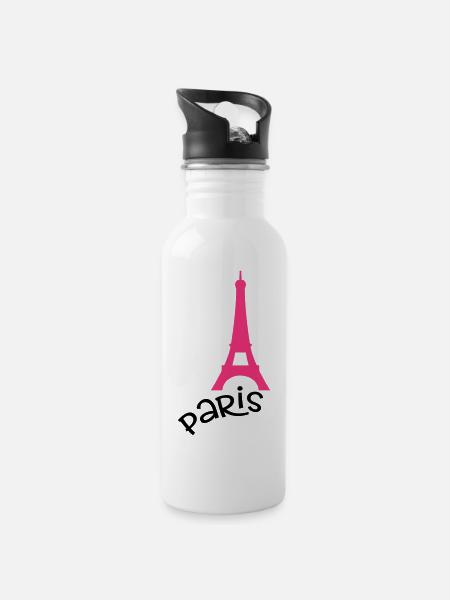 Paris - Trinkflasche mit integriertem Trinkhalm - Weiß