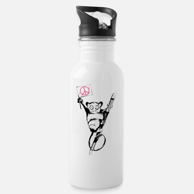 INOLA-Peace - Trinkflasche mit integriertem Trinkhalm - Weiß