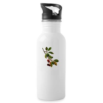 Cherry branch - Water bottle with straw - white - Right