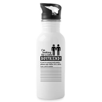 Looking For A Boyfriend (homo) - Water bottle with straw - white - Right